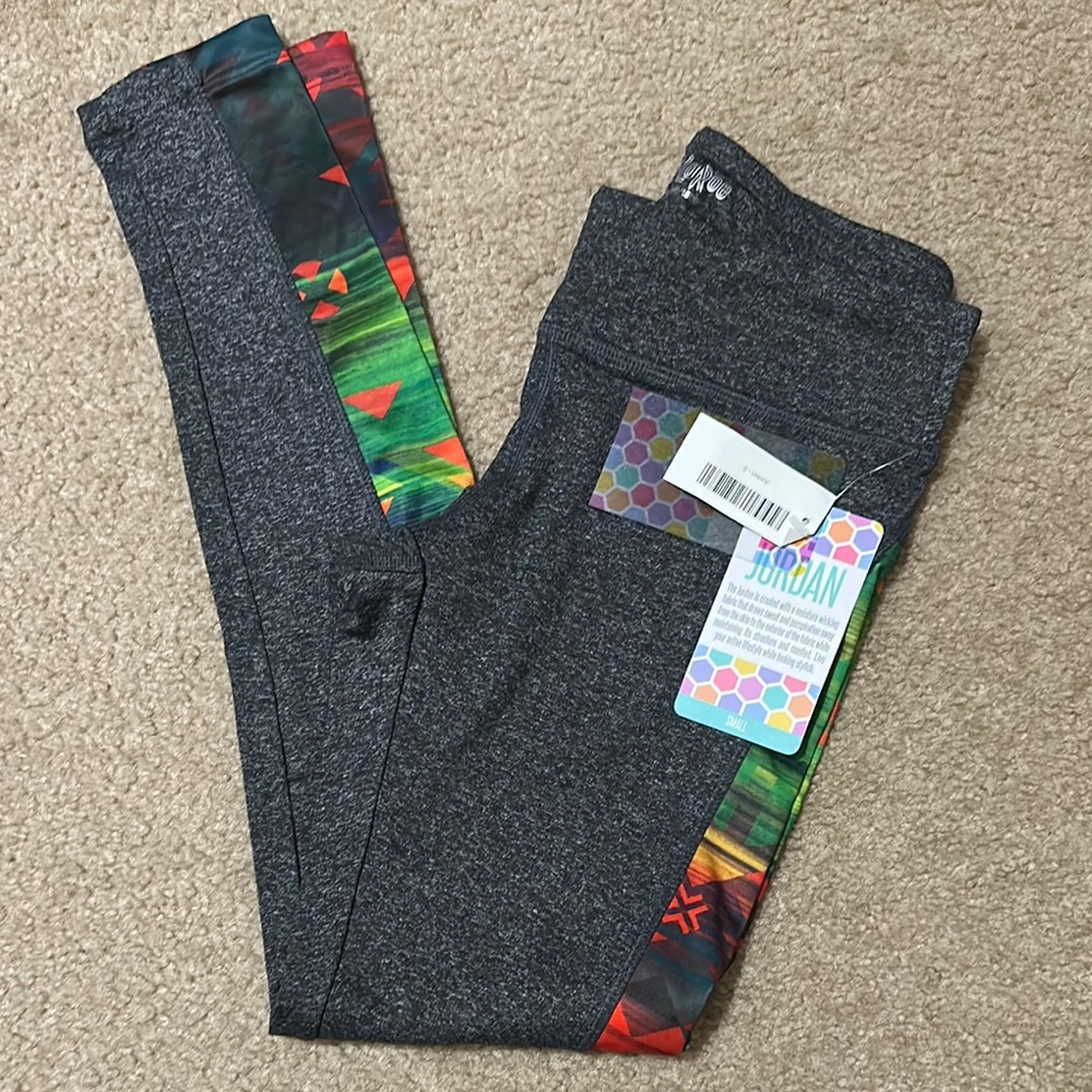 LuLaRoe Jordan Gray and Multicolor Leggings - Size S